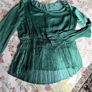 Philosophy Teal Pleated Blouse